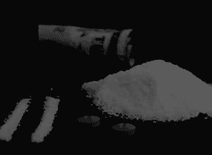 Lines of Cocaine and pills